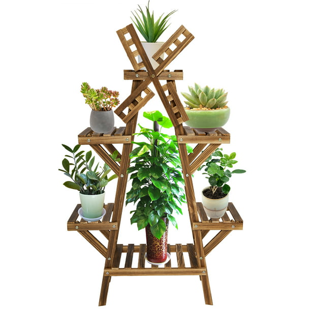 2/3/4 Tiers Flower Pot Plant Stand Plant Wooden Shelf Rack Garden Outdoor Indoor